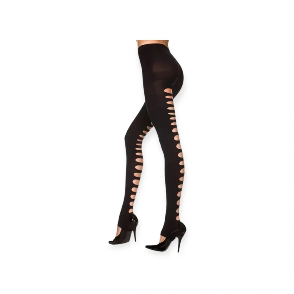 new Spirit Halloween 𖤍 Big Hole Spandex Opaque Stirrup Leggings 𖤍 Black 𖤍 1SFM